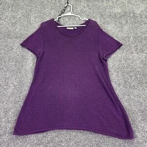 Croft & Barrow Sweater Womens XL Purple Short Sleeve Crew Tunic Knit Casual
